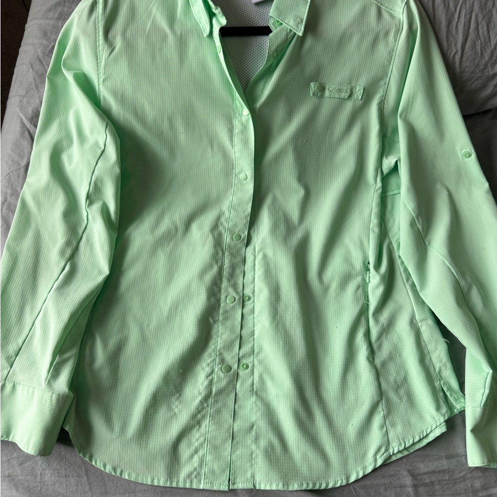 Lightweight Columbia Fishing/UV Shirt Green Size Medium